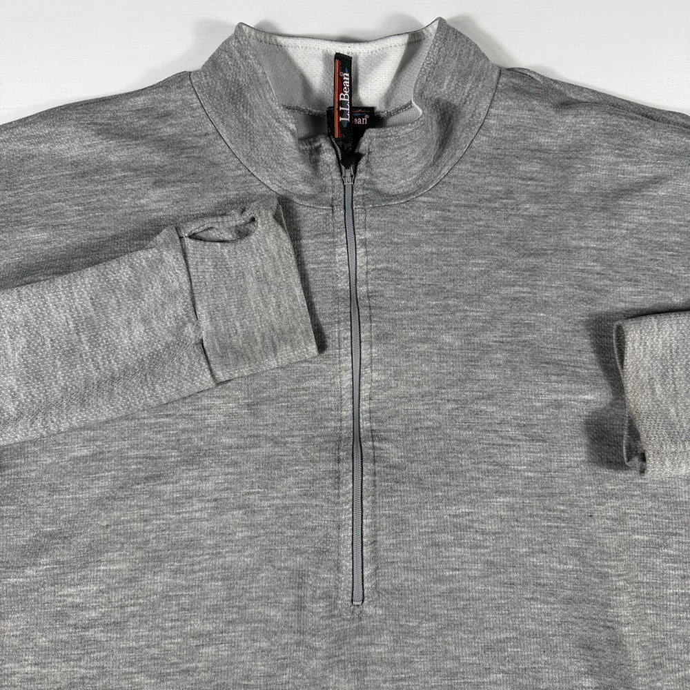 LL Bean 1/4‎ Zip Fleece Pullover Sweater Mens XL Gray Pockets Thumb holes